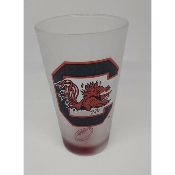 South Carolina Gamecocks 16oz. Pint Glass Forsted Glass Logo Football Embossed - Picture 1 of 9